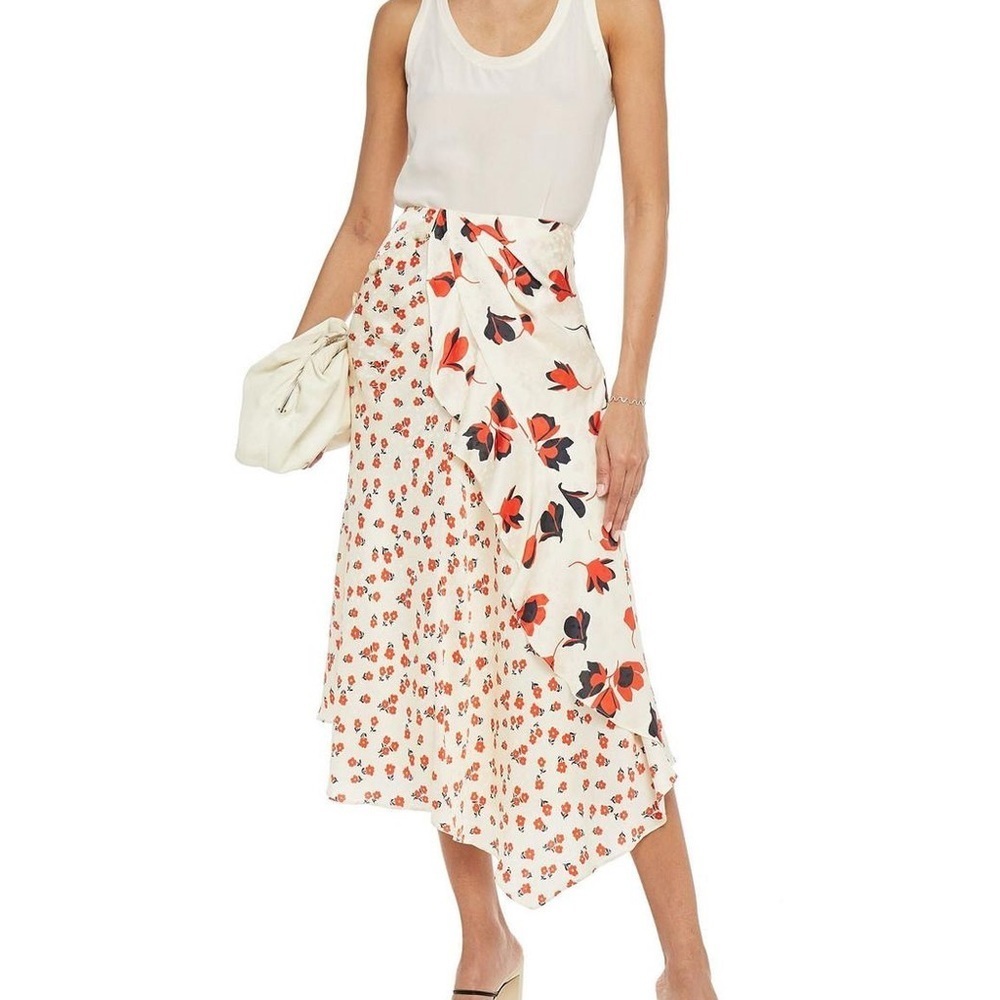 Self-Portrait Floral Asymmetrical Midi Skirt